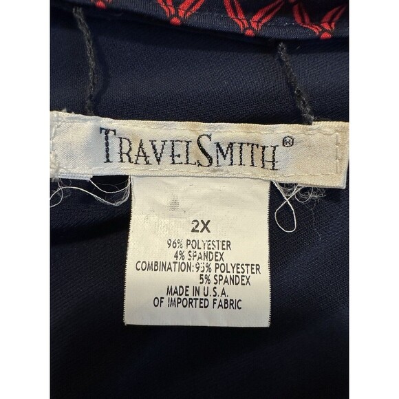 Travelsmith Jacket Blazer Size 2x Drape Navy Blue Red Geometric Packable Office - Picture 6 of 7